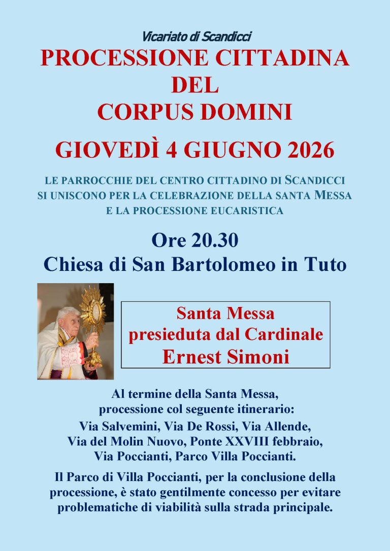 Processione del Corpus Domini – Giovadì 4 giugno 2026